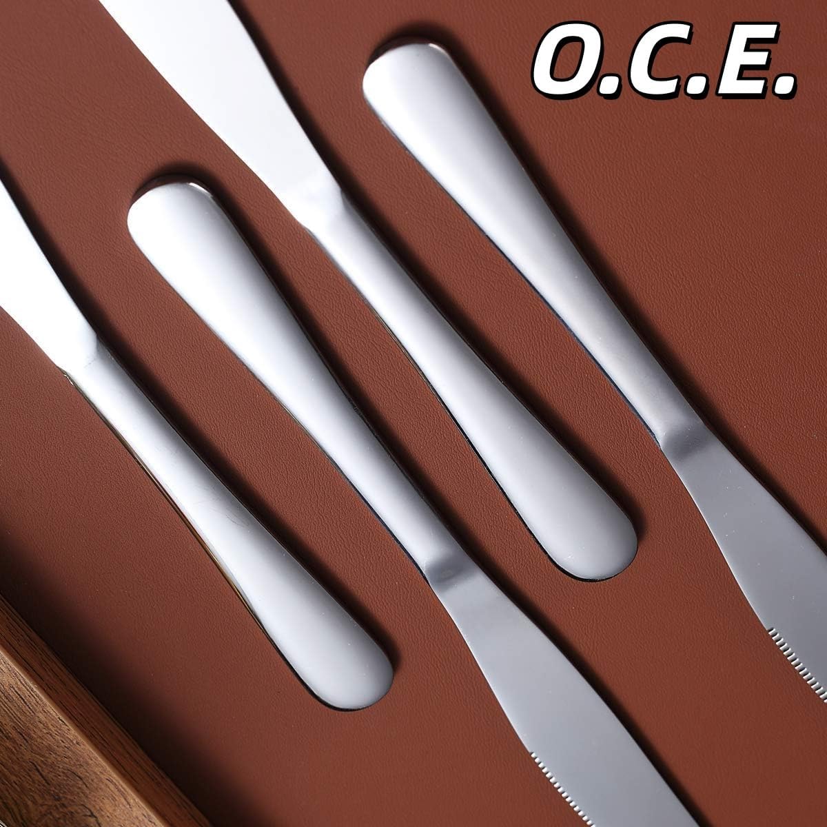 O.C.E. Stainless Steel Dinner Knives, Mirror Finish, Dishwasher Safe, Set of 6
