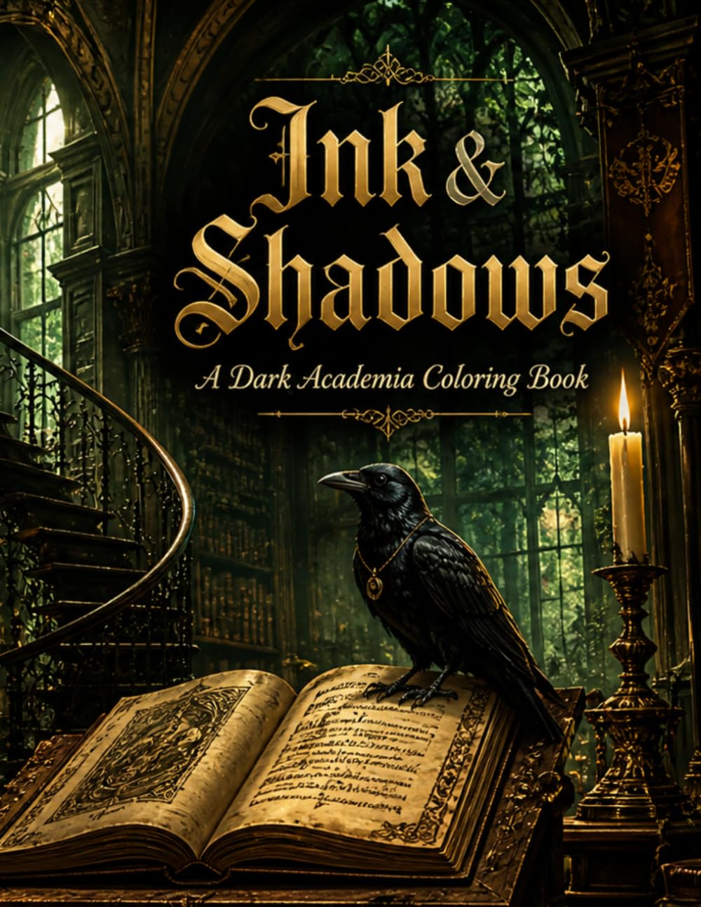 Ink & Shadows: A Dark Academia Coloring Activity Book: Color & Explore Gothic Libraries, Vintage Study Scenes & Scholarly Atmospheres — With Color Guides & Full-Page Line Art for Teens & Beginners