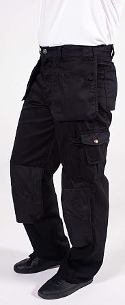 FASHIO FF Men's Work Casual Tactical Trouser with Holster Pockets Cordura Reinforced Pockets Heavy Duty Workwear Pants