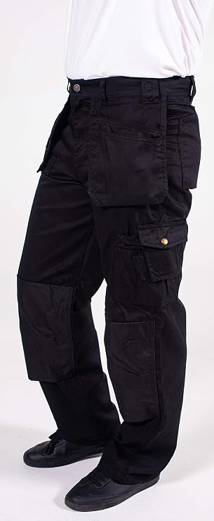 FASHIO FF Men's Work Casual Tactical Trouser with Holster Pockets Cordura Reinforced Pockets Heavy Duty Workwear Pants
