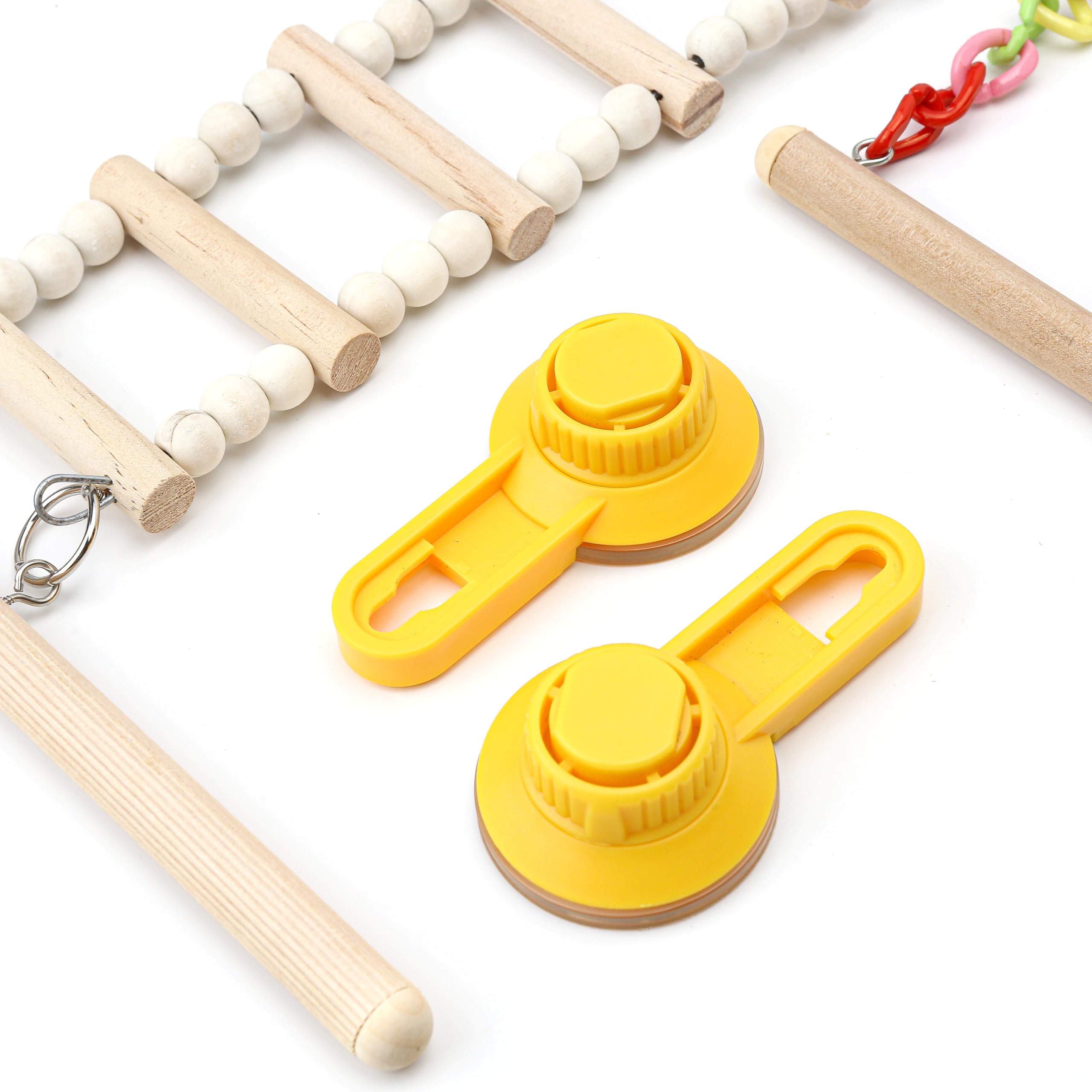 Wood Window Bird Perch Toy with Suction Cup, Climbing Ramp Ladder Platform, Enrichment Accessories Stuff for Parrot, Parakeet, Budgie, Cockatiel, Finches to Playstand Bath Car, Love Travel Inside Cage - image 5