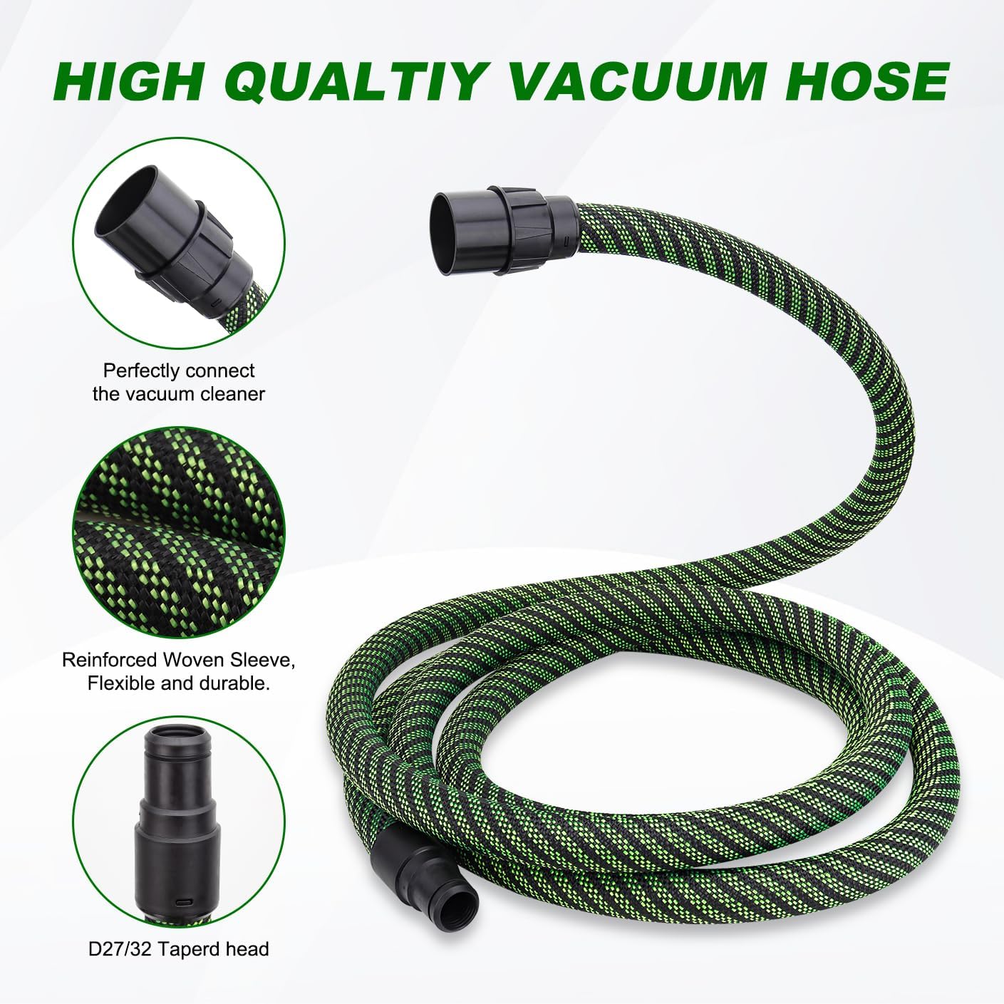 3.5M (11.5FT) Dust Extractor Hose for Festool Vacuum Suction Hose D27/32x3,5m, Compatible with Festool CT 26/36/48 CT 15/25 CT MINI and CT MIDI from 2019 onwards, Heavy-Duty Reinforced Woven Sleeve