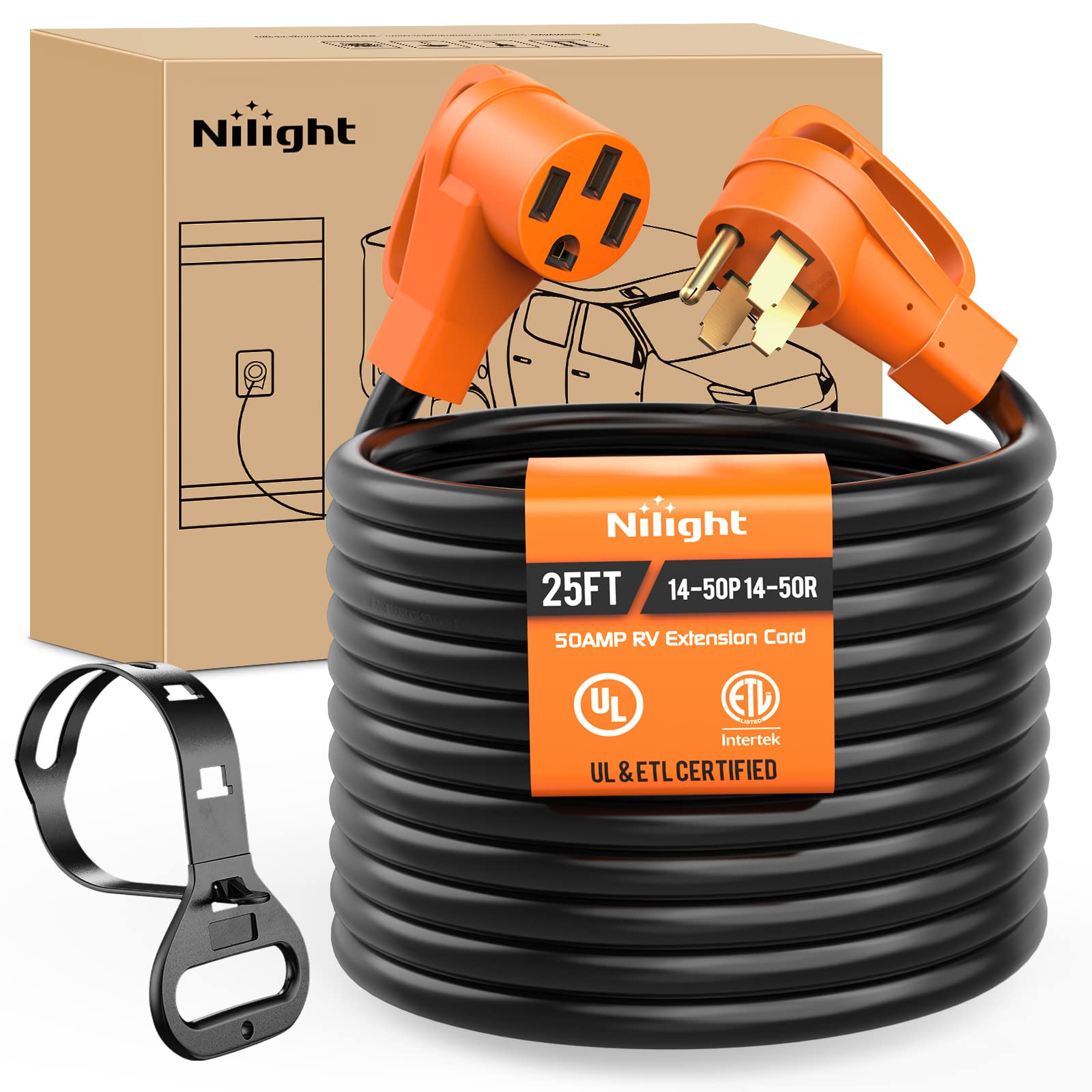 Nilight Extension Cable, 50A, RV EV, 250V, Rugged, 6/3+8/1 Gauge, STW Cable, Pure Copper, UL Certified, ETL Certified, 4 Points 14-50P 14-50R, 50F/50M for EV Charge-image-13