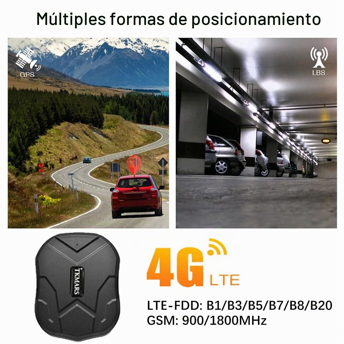 localizador GPS para Coche 4G Tarjeta SIM Incorporada, 5000mAh Batería 90 Días de Espera IP65 Impermeable Antirrobo GPS Tracker, Seguimiento en Tiempo Real a Través App, Múltiples Funciones de Alarma