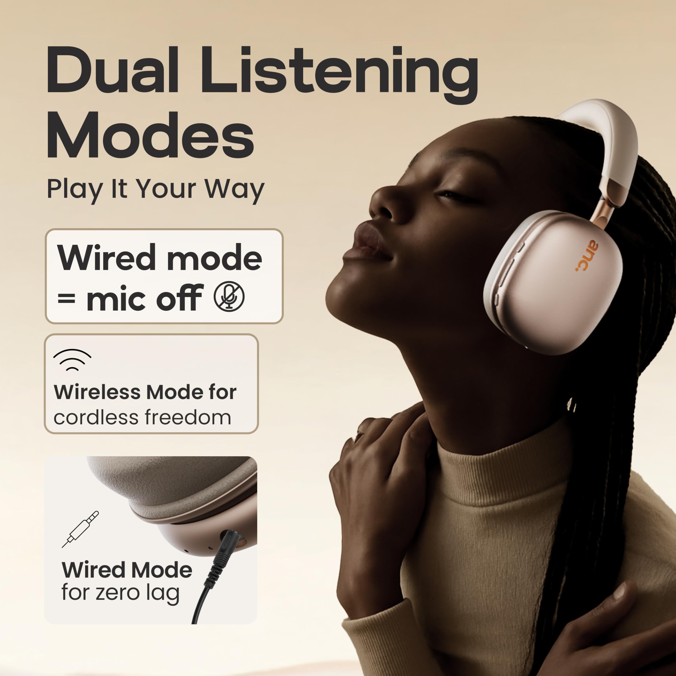 GOBOULT-Fluid X Pro Ear Bluetooth Headphones with 70H Playtime, 40mm Bass Drivers, Zen ENC Mic, Type-C Fast Charging, 4 EQ Modes, AUX, IPX5 Wireless Headphones (Black) — Amazon image 13