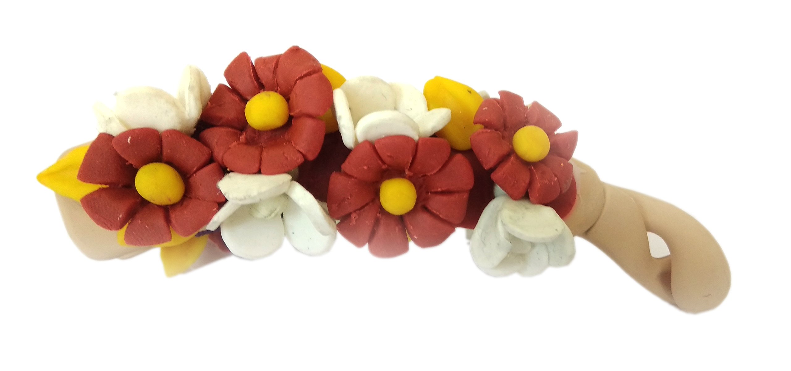 Advance Hotline Plastic Multicolour Unique Indian Crafts Handmade Artificial Jewellery Proceline Dough Work Banana Hair Clip for Women