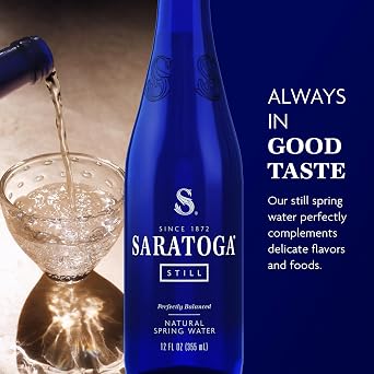 Saratoga Spring Water Bottles, 24 Pack Still Bottled Water - Glass Bottles - 12 Fl Oz