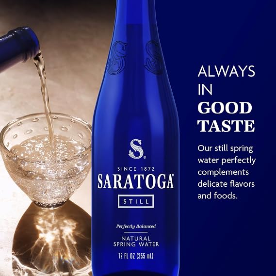 Saratoga Spring Water Bottles, 24 Pack Still Bottled Water - Glass Bottles - 12 Fl Oz