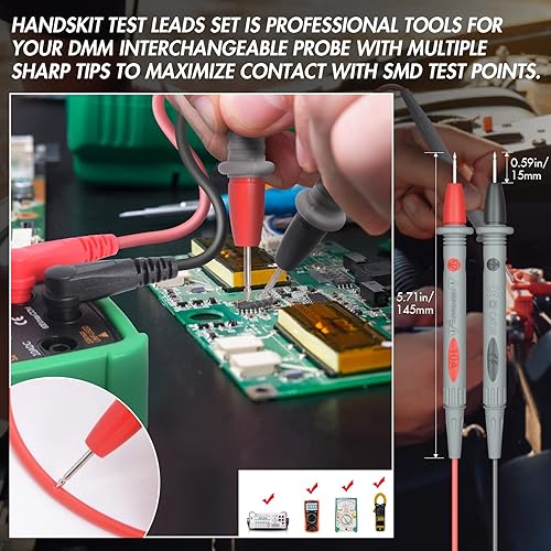 Miniatura 3 de Juego de cables de prueba de multímetros eléctricos con clips de cocodrilo sondas de prueba de gancho de prueba kit profesional de plomo 1000 V 10A