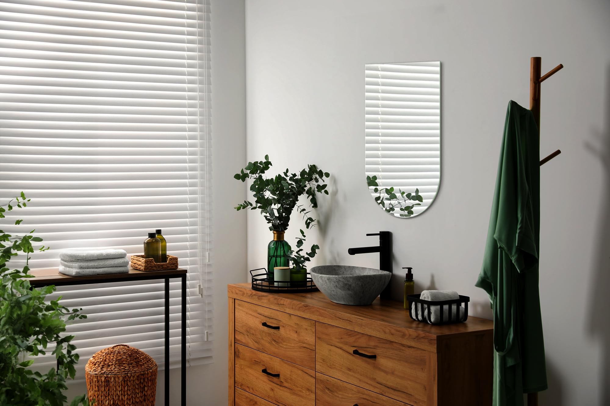 Tulup Lustro Łazienkowe Owalne Ścięte Ścienne Wiszące do Przedpokoju Nowoczesne Wnętrze Loft 80 cm