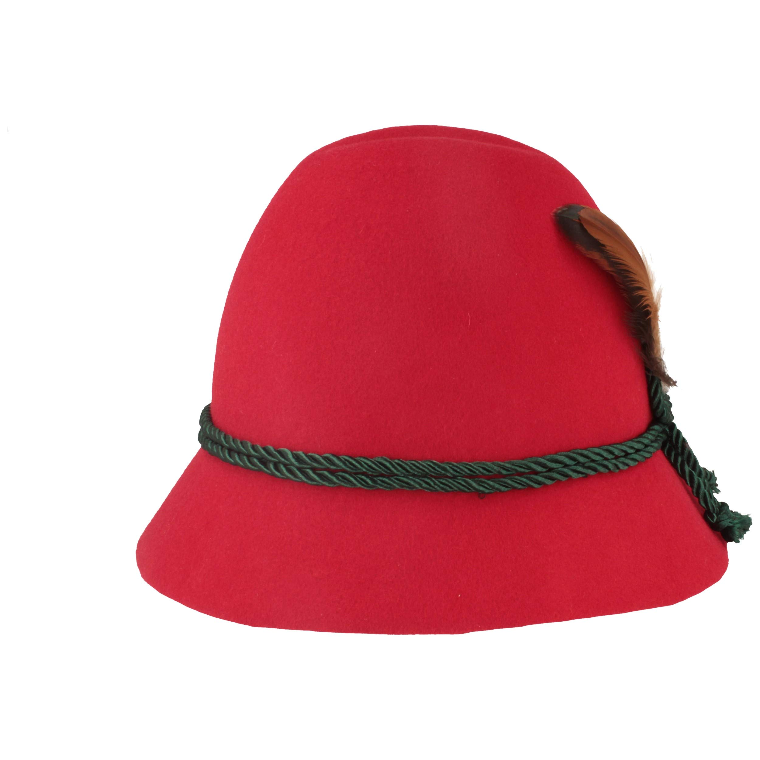 Breiter Cappello per Bambini in Feltro per Costume Regionale Berretto Tradizionale Bavarese 100% Lana con Cordoncino di Seta e Piccola Piuma per Ragazze e Ragazzi
