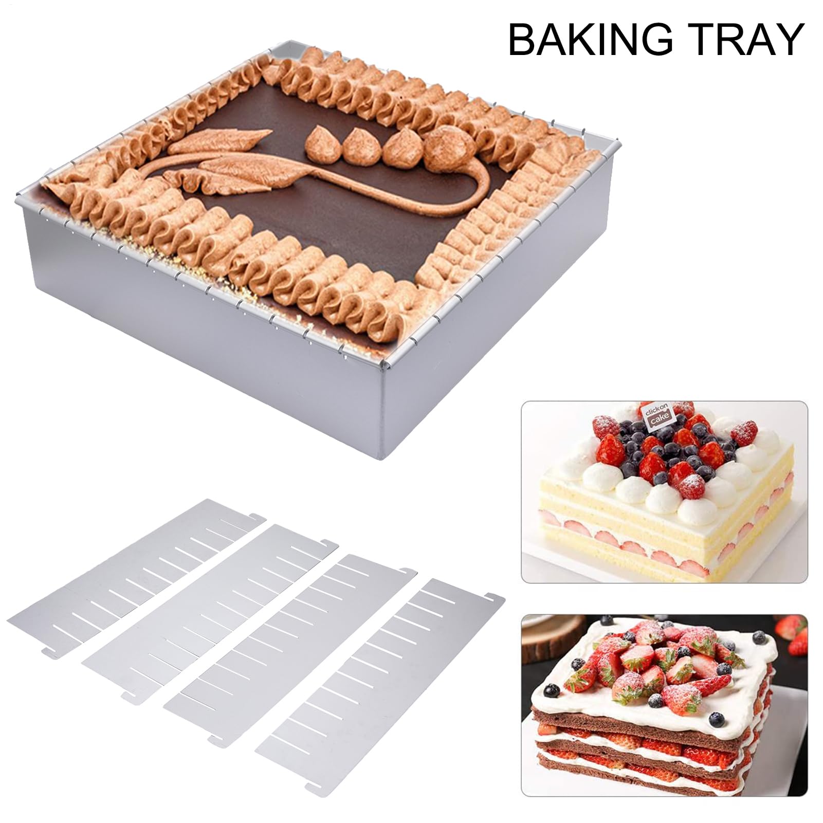 Stampo regolabile per torte da 12 pollici, metallo resistente al calore | superficie facile da pulire, di separazione versatile | per torte battenberrg, preparazione di dessert