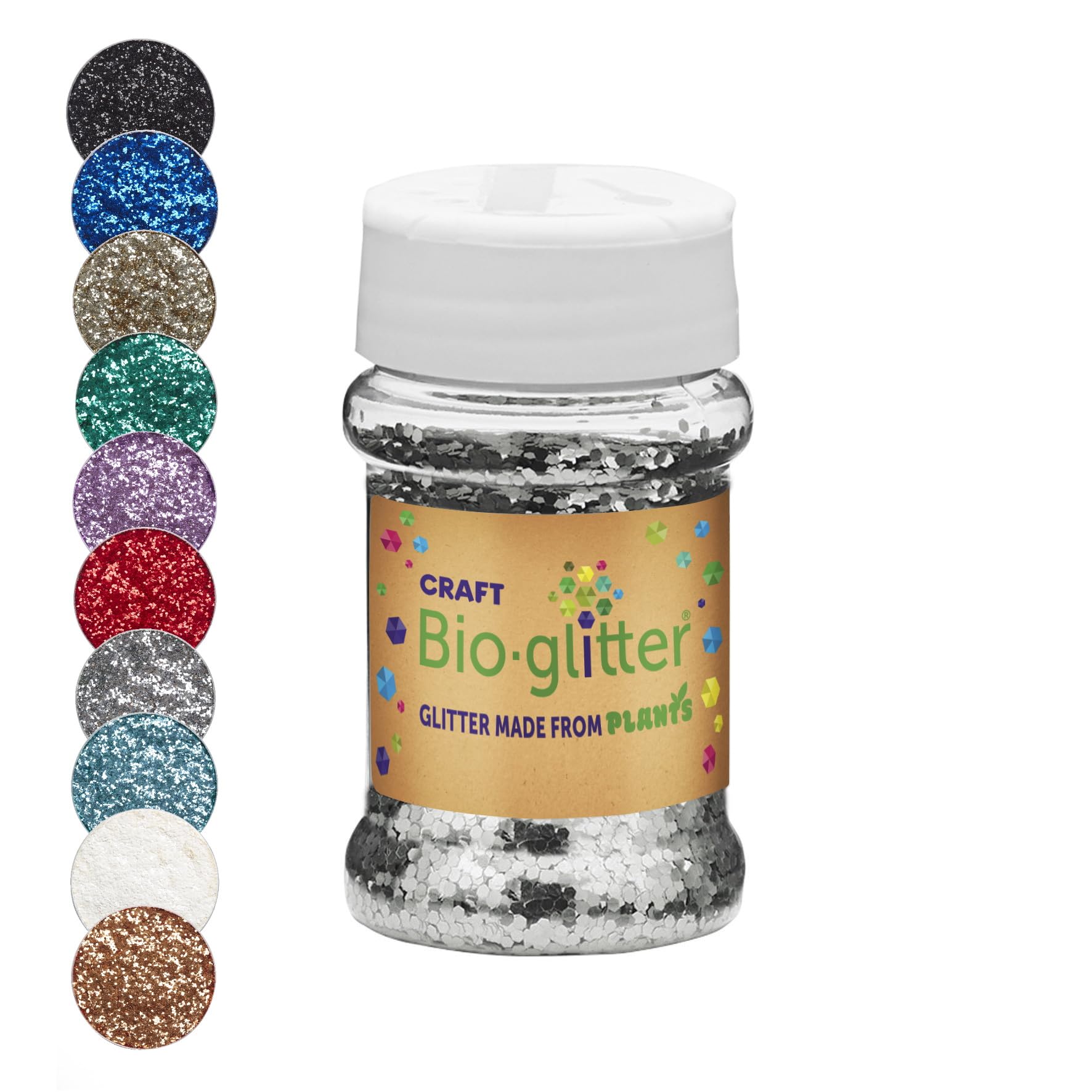 Craft Biodegradable Glitter, Chunky Glitter, Arts and Crafts for Kids, Card Making, Decorations, Candle Making, Eco-Friendly, Cruelty Free - Silver - 40g x 10