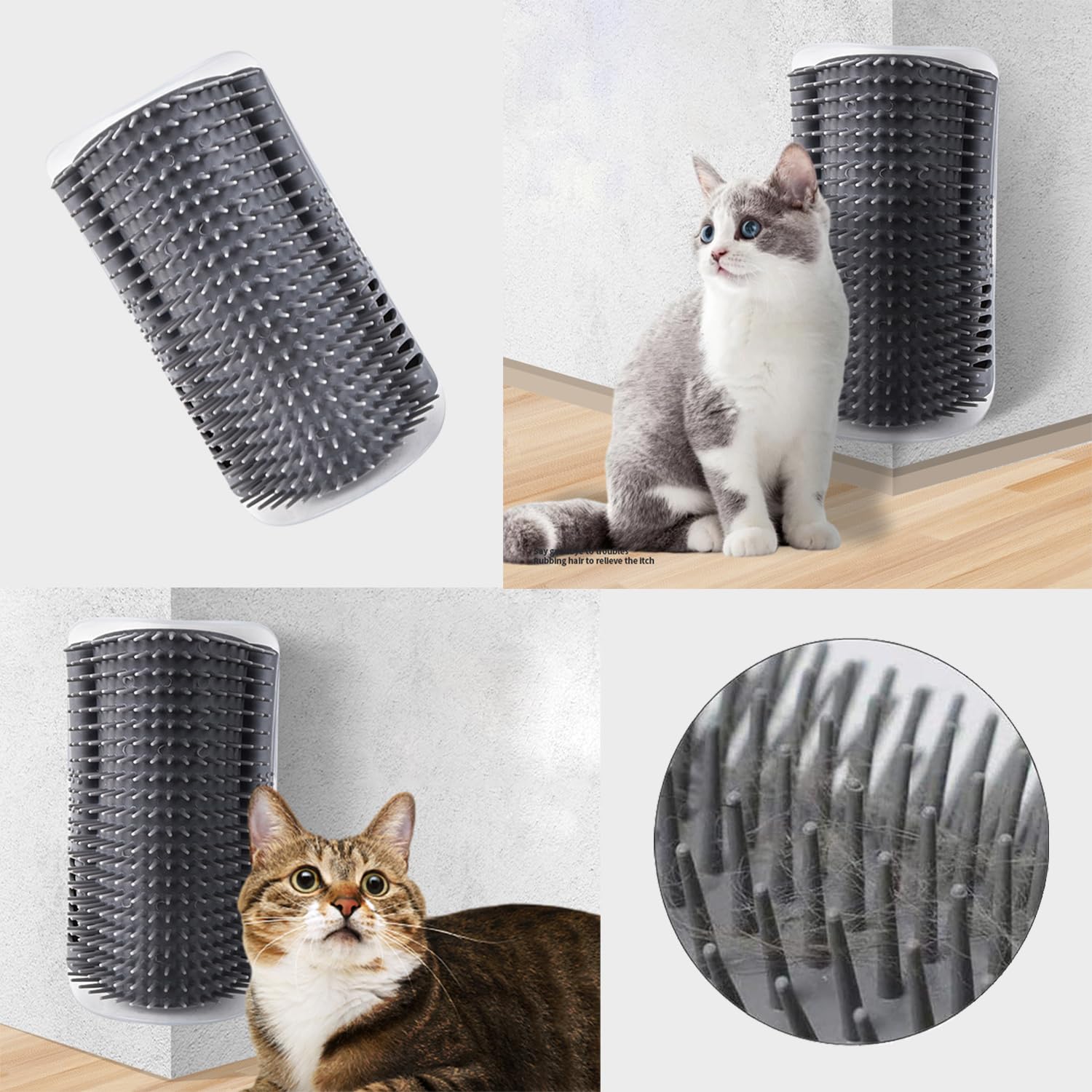4 Pezzi Pettine Massaggio Angolare Set, Angolo Del Massaggio per Gatti, Spazzola Angolo Per Strofinare e Massaggiare i Gatti