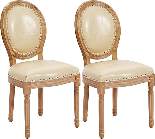 Miniatura 12 de Kiztir Juego de 2 sillas de comedor de ratán, sillas de comedor de estilo francés rústico de mediados de siglo, sillas de comedor de acento estilo