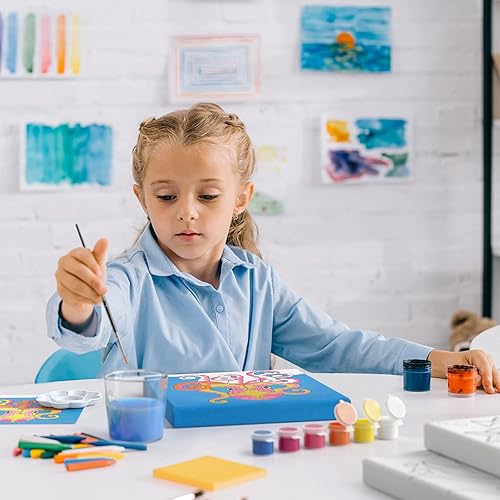 Miniatura 7 de Arteza Kids Kit de pintura Ocean Scenes, 4 lienzos de 8 x 8 pulgadas, 24 pinturas acrílicas, 4 pinceles, 4 paletas, actividades para niños de 6 años