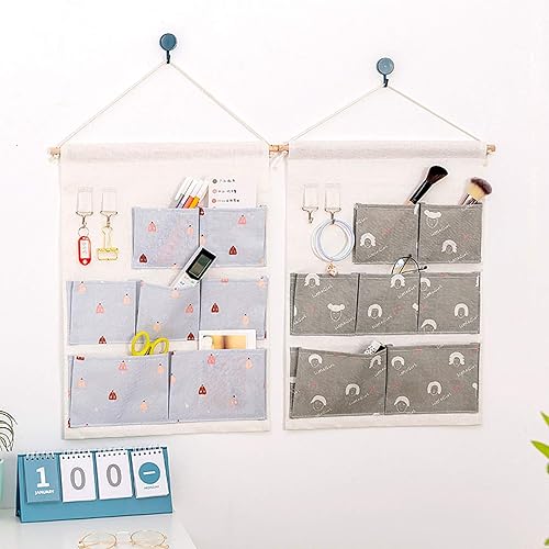 Miniatura 5 de Bolsa de almacenamiento para colgar en la pared de Navidad, impermeable, sobre la puerta, con 7 bolsillos diferentes y 2 ganchos, armario,