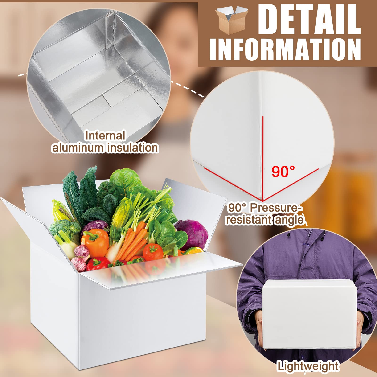 ZAVOOS Insulated Shipping Boxes – 12 Pack, 10.8x7.3x6.5 Inches, Aluminum Foil Liner For Cold/Hot Food, Reusable Thermal Mailer Boxes For Frozen Meals, Fresh Produce - View #5