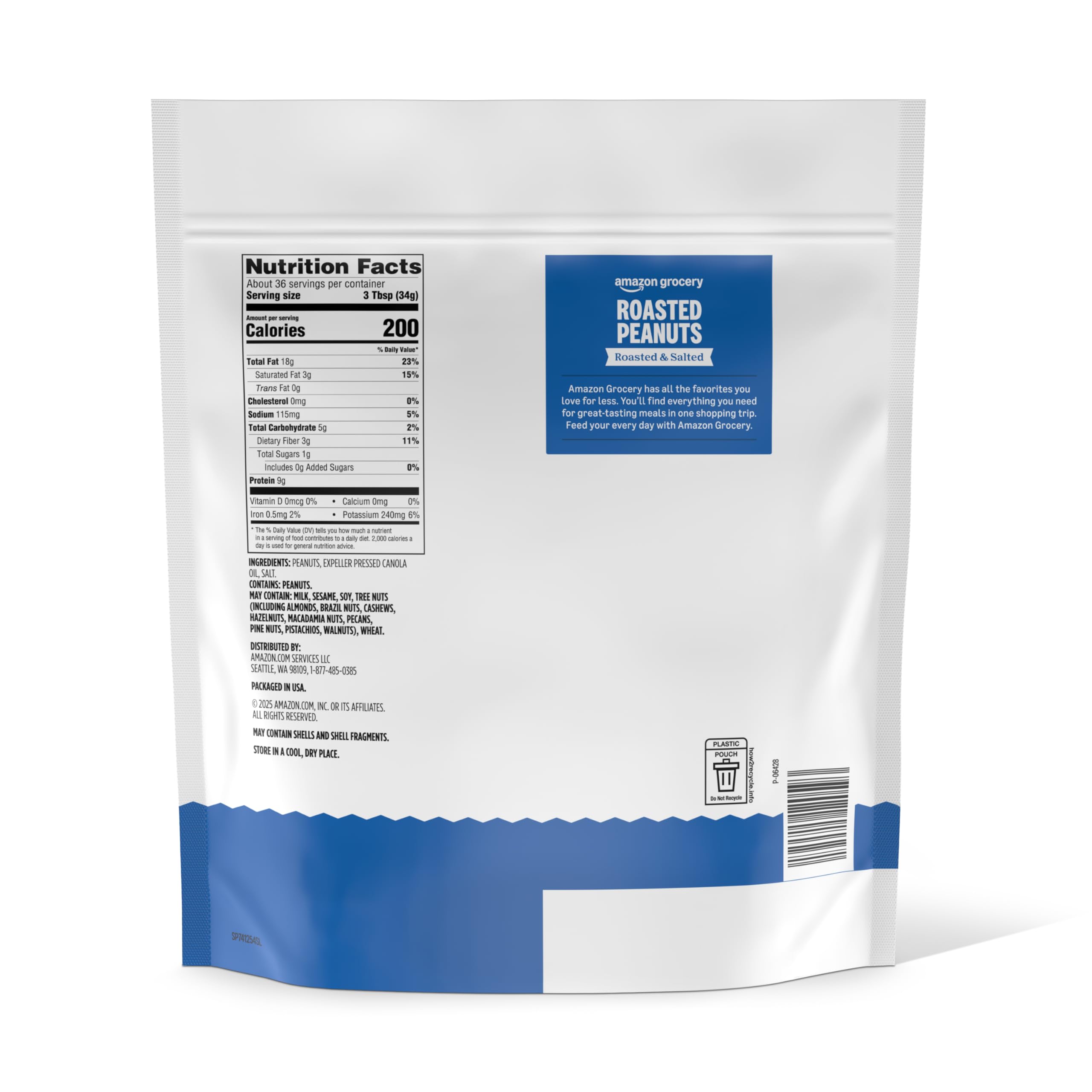 Amazon Brand - Happy Belly Roasted and Salted Peanuts 44 ounce Pack of 1 — view 2