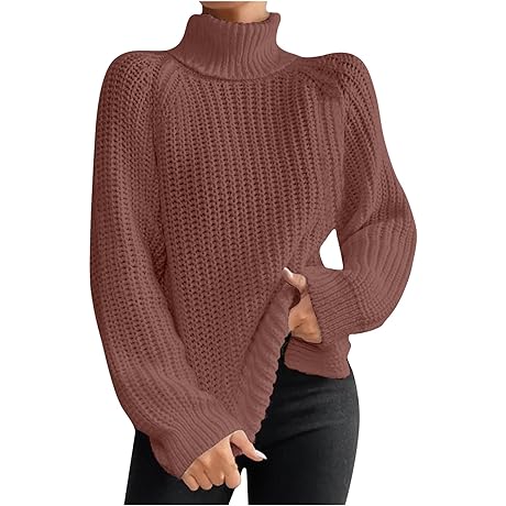 Women's Turtleneck Sweaters Slouchy Knit Chunky Sweater