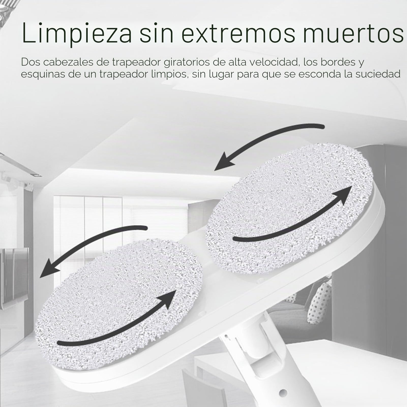 Trapeador Eléctrico Inalámbrico para Limpieza de Pisos, Limpiador de Pisos Profesional de Mano Trapeadores de Doble Autopropulsados ​​​​eficientes y Recargables para