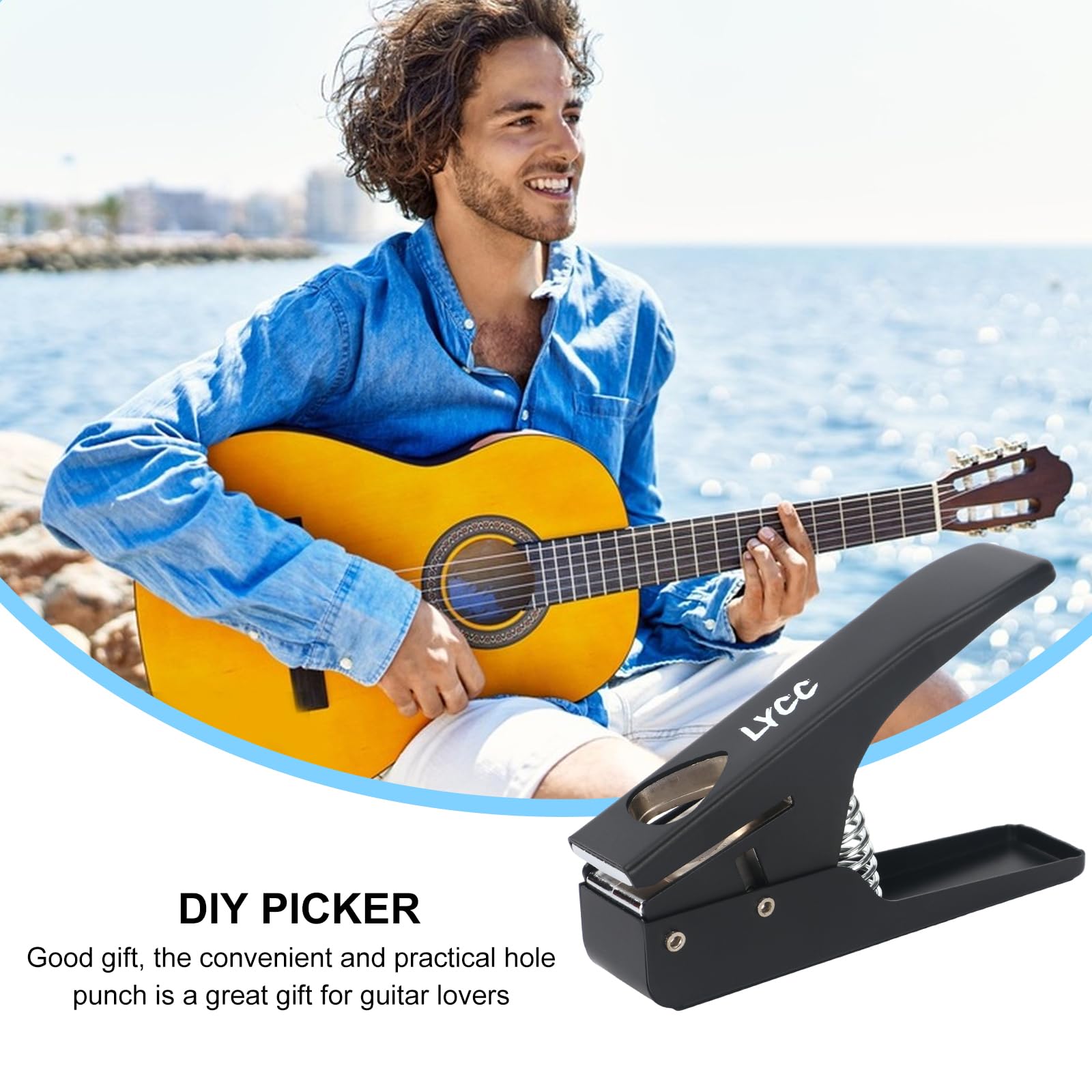 Púas de guitarra para bricolaje, paquete de regalo de lujo, fabricante de púas de guitarra premium, 16 tiras de clip de paleta y una lima para alisar, color negro