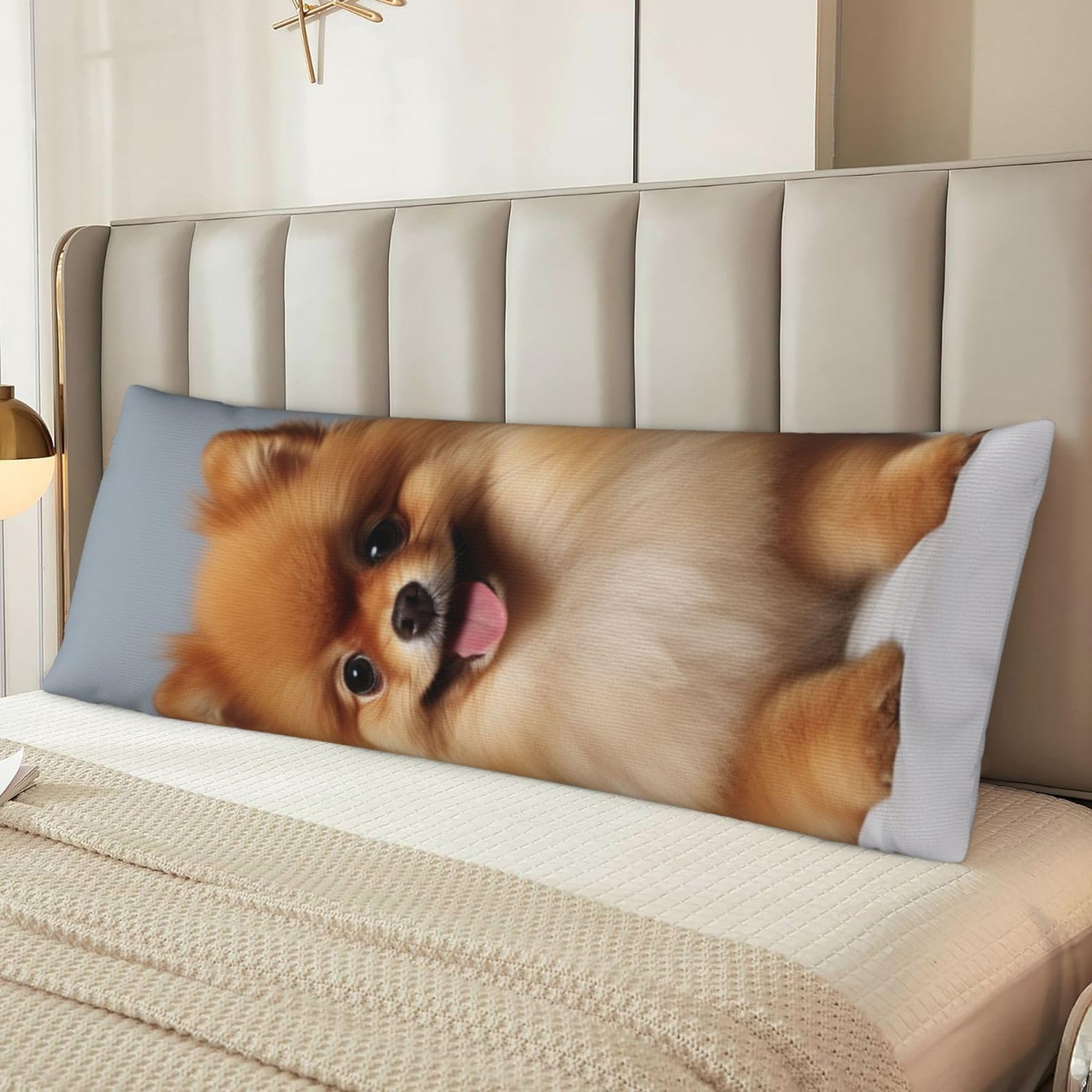 Cute Pomeranian Body Pillow Case Cover, Microfiber Long Pillow Cases, Ultra Soft and Cozy Plush Body Pillowcase Decorative Long Bed Pillow Cover for Sleeping 20x54 Inches