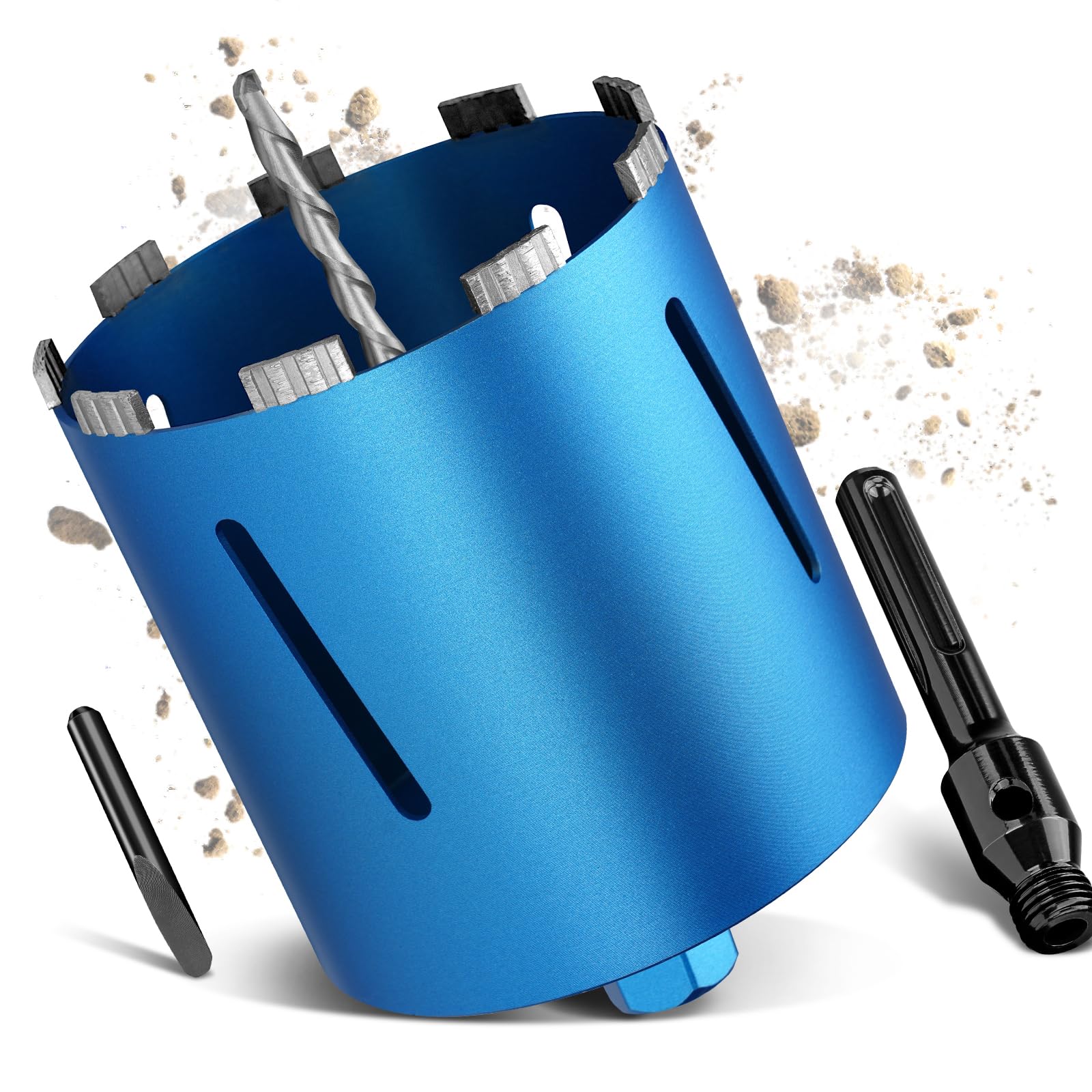 Couronne de forage M22 humide/sec - L200 mm - Diamètre : 162 mm - Avec adaptateur SDS Max - Segment de 10 mm - Couronne de forage diamantée turbo - Couronne de forage pour carotteurs pour béton, béton
