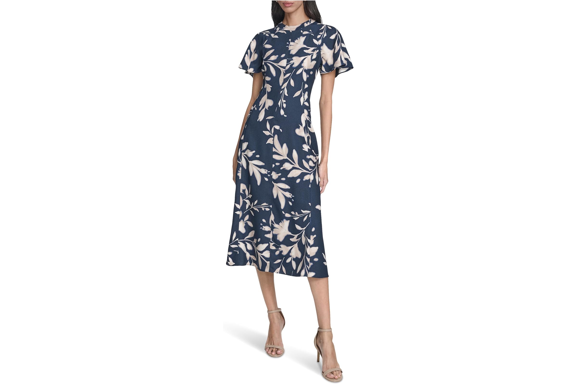 Платье Calvin Klein Flutter Sleeve Floral Midi