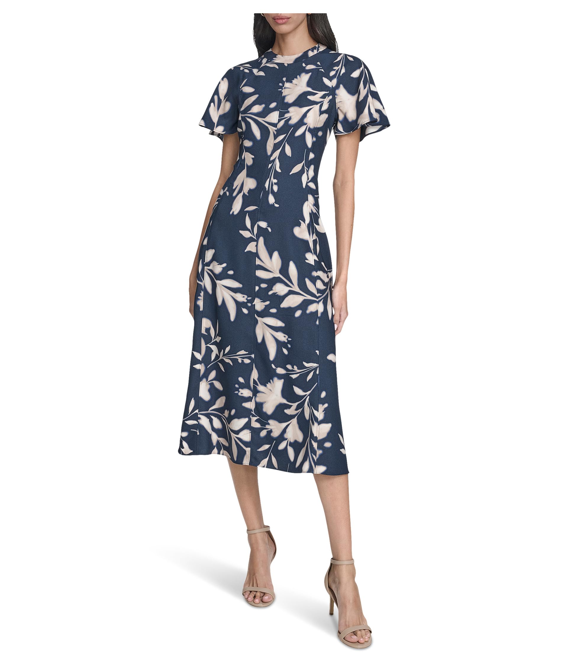 

                                                    Calvin Klein Women's Flutter Sleeve Floral Midi In