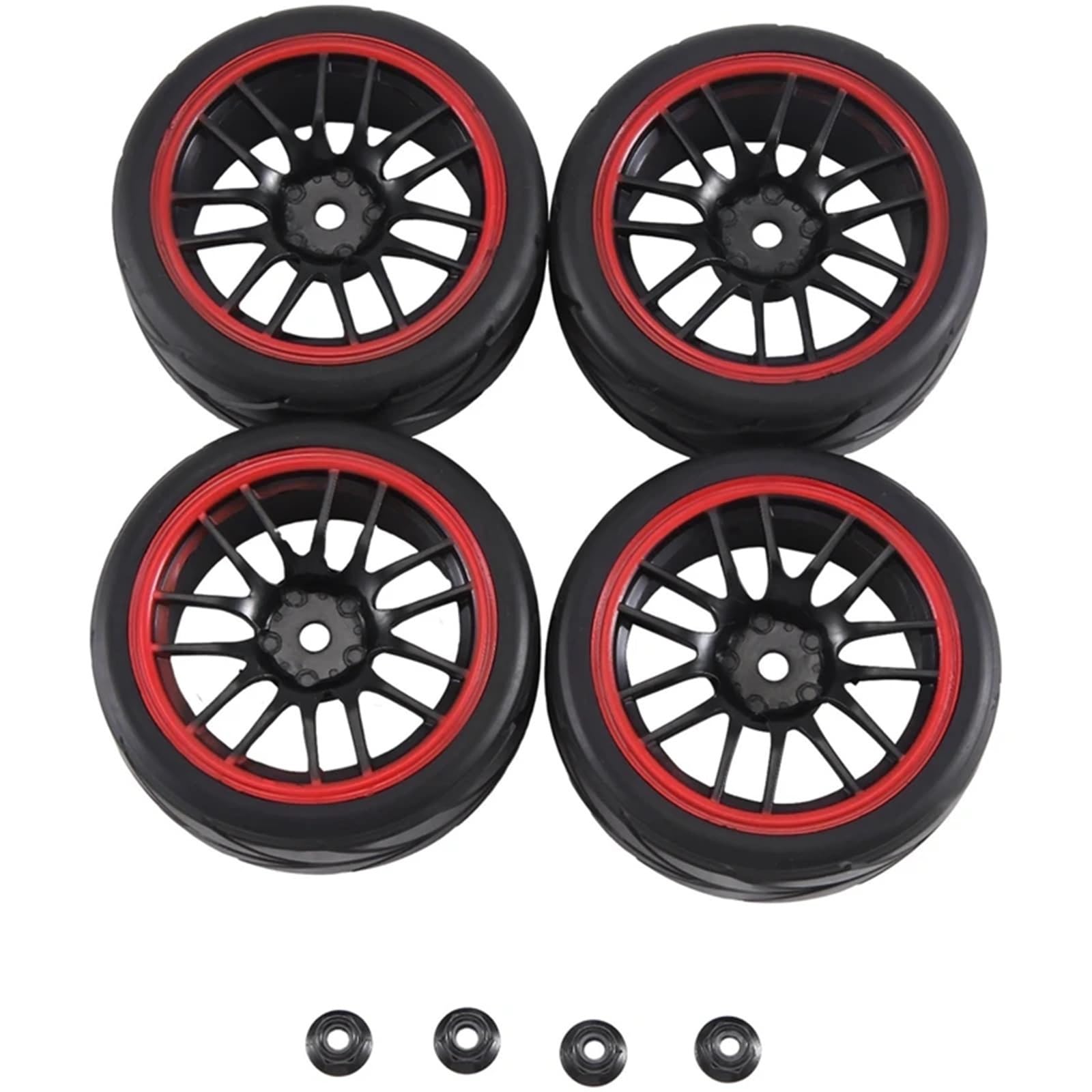 Ricambi Accessori Auto RC 1/10 RC On-Road per Auto da per Turismo, Parti di Ricambio, Accessori di Ricambio, 4 Cerchi Esagonali da 12 Mm, Pneumatici in Gomma da 2,59 Pollici