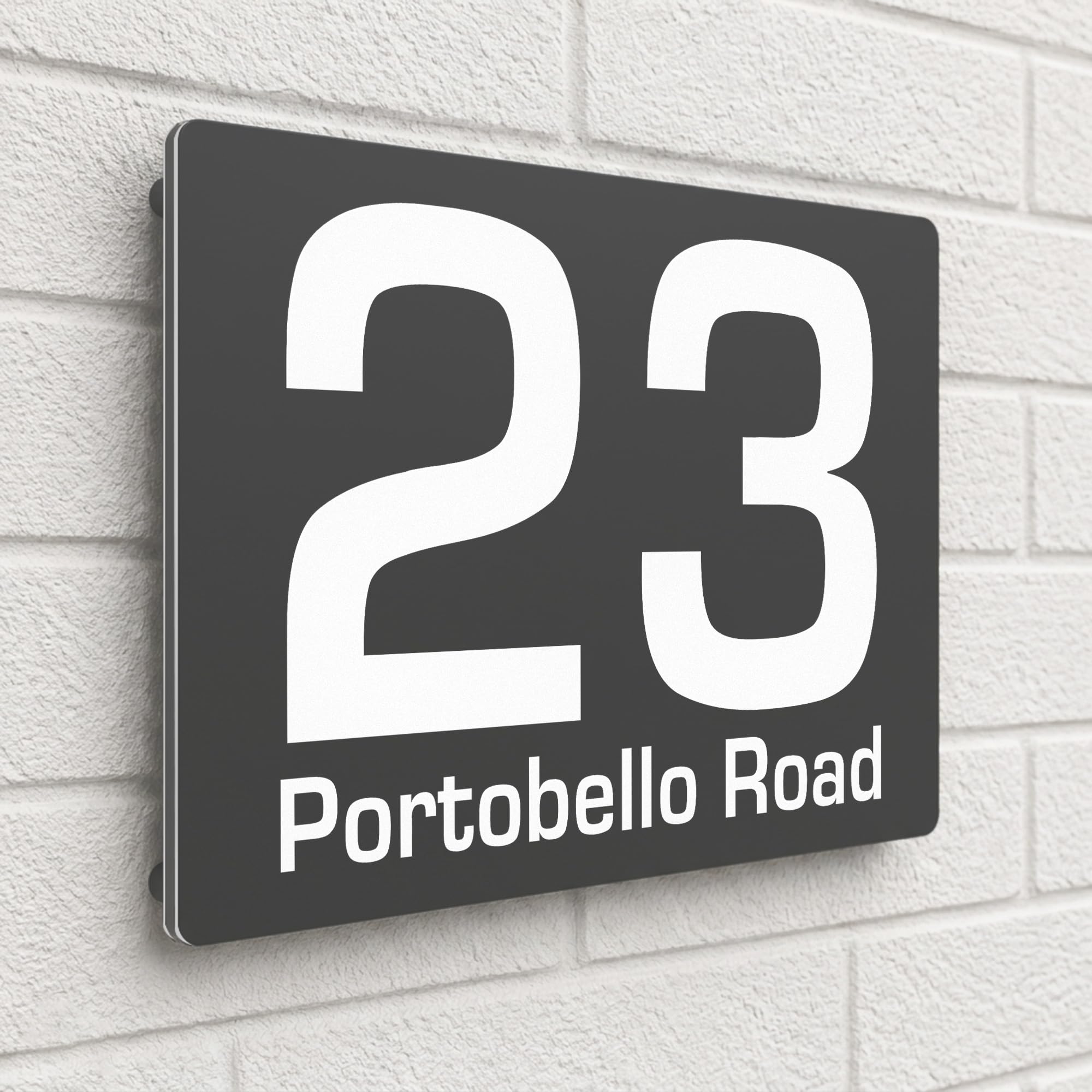 Housics Personalised House Number Plaque, Door Sign, Grey, 280mm x 160mm — image 1