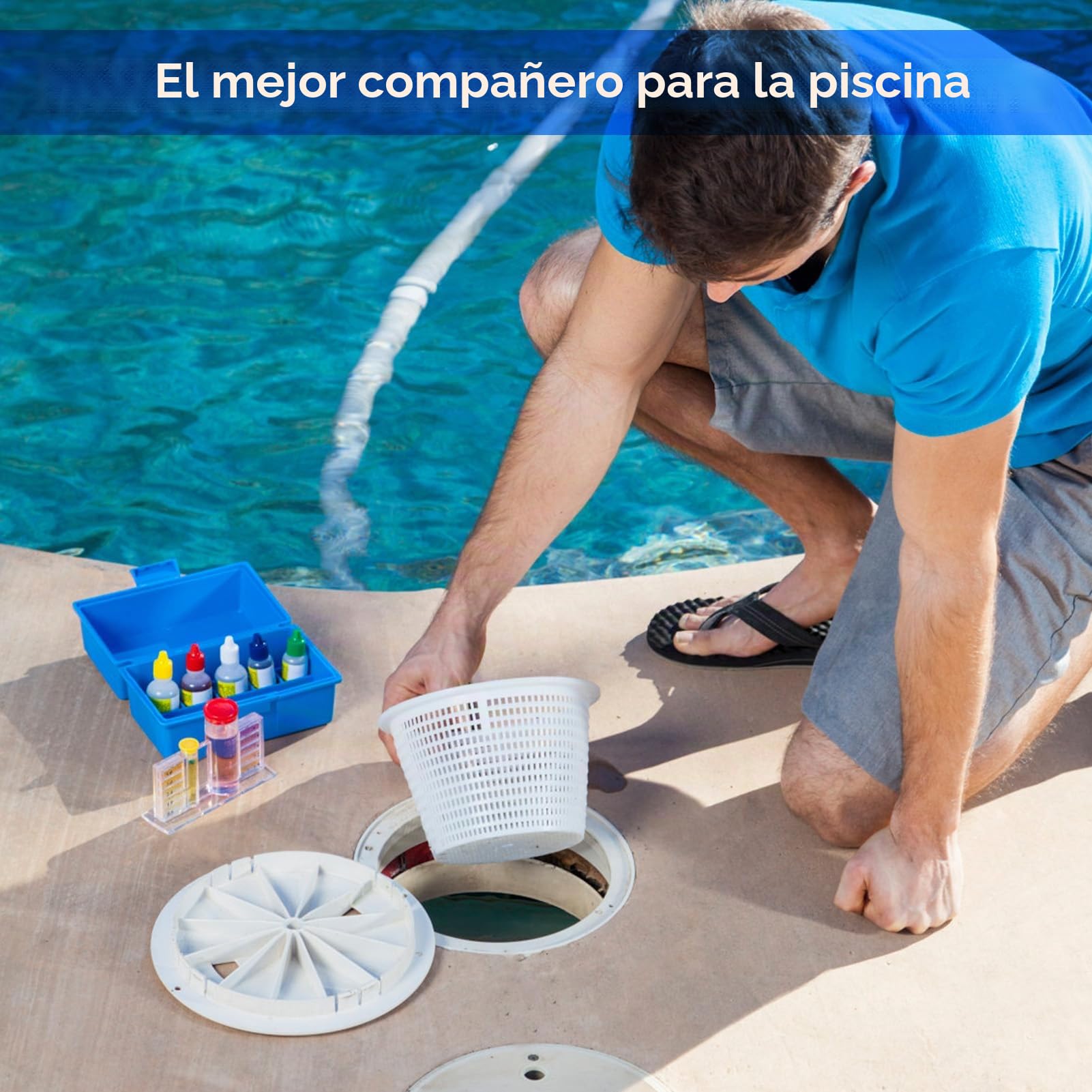 VINGVO Cesta para skimmer, cesta de repuesto para skimmer de piscina, cesta de 18 cm, para skimmer estándar, con asa, resistente al cloro, estable para limpieza de piscinas eficaces, limpieza de ooles