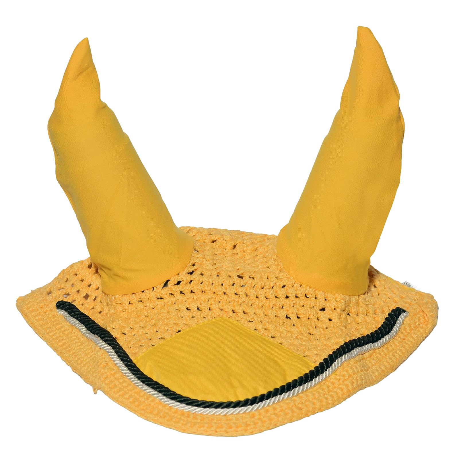 Spire Voile de protection pour cheval en coton respirant doux au crochet - Masque de protection contre les mouches (complet, jaune/noir/blanc)