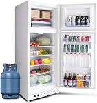 SMETA RV Propane Refrigerator with Freezer, Large Gas Propane Fridge RV Refrigerator Absorption Camping Dual Powered Electric 110V, 6.1 Cu.ft 2 Way Refrigerator for Garage Off Grid Living, White