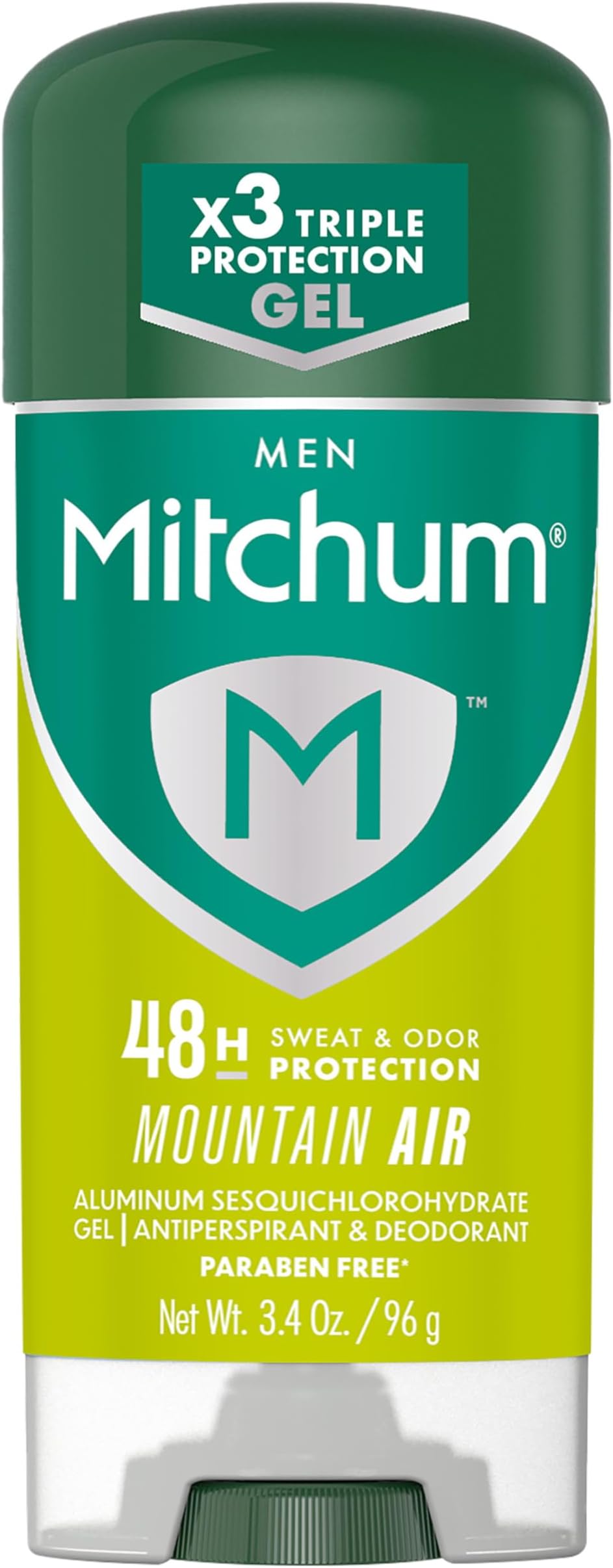 Men’s Antiperspirant Deodorant Gel Stick, Mountain Air Scent, 48HR Sweat & Odor Protection, Triple Odor Defense, Alcohol-Free, Dermatologist Tested, 3.4 oz