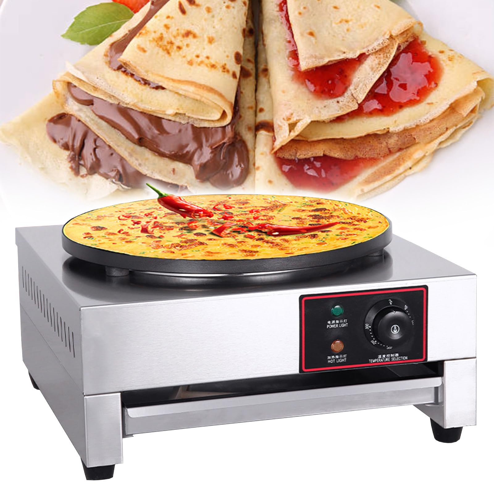 UMJIGF Crepe Maker & Griddle Cooktop, 16 Inch / 40cm Pancake Maker, Commercial Nonstick Pancake Pan Crepe Griddle for Tortilla,Electric