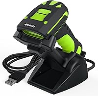 Vista 1 de Alacrity Escáner de código de barras inalámbrico industrial 2D con soporte de carga, Bluetooth resistente a caídas, distancia de transmisión de 1968