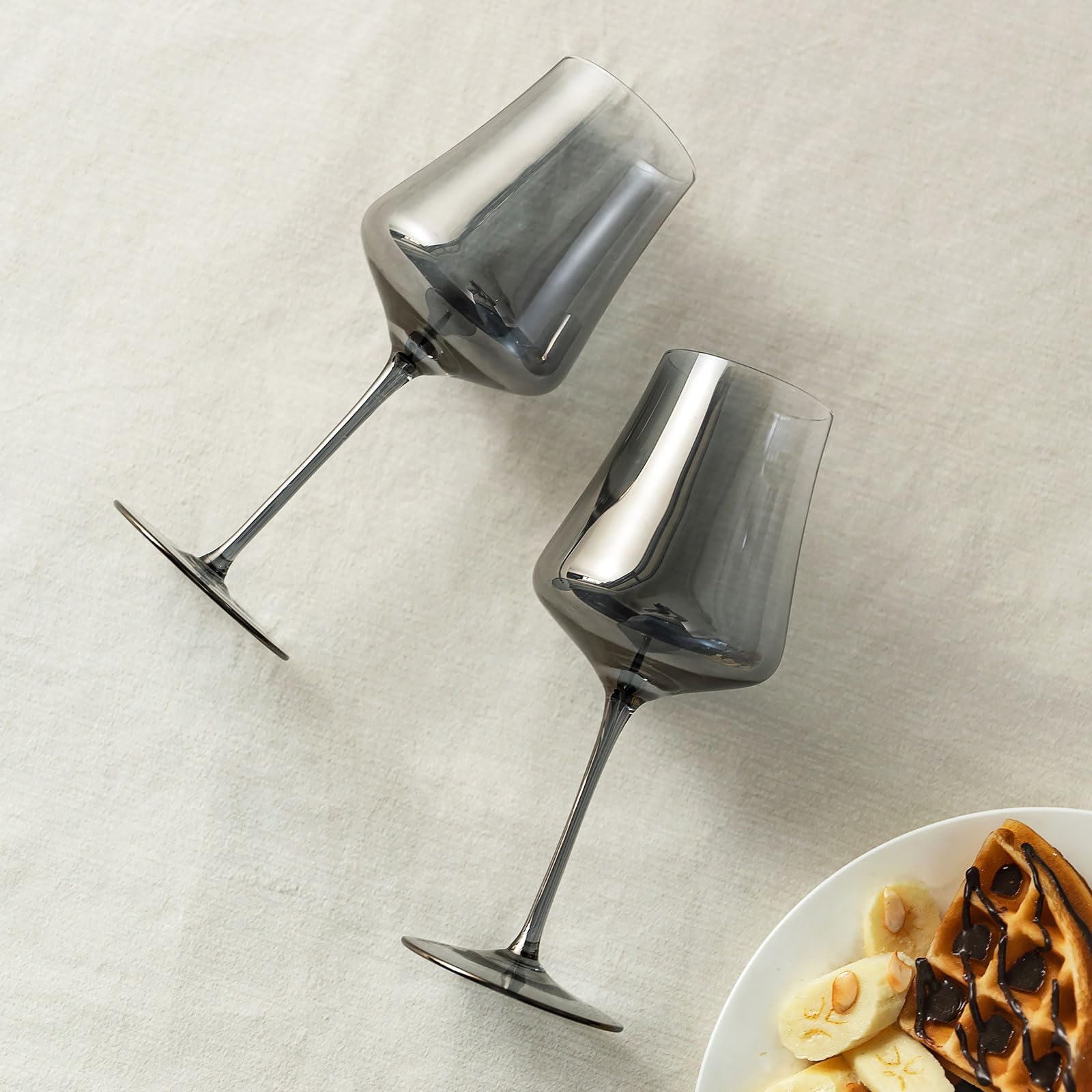 Gaues Verres à Vin, Lot de 6, 450 ml, Cristal Soufflé Bouche | Sans plomb, Avec long pied, Pour vin rouge et vin blanc, Idéal pour les fêtes, Pour restaurants
