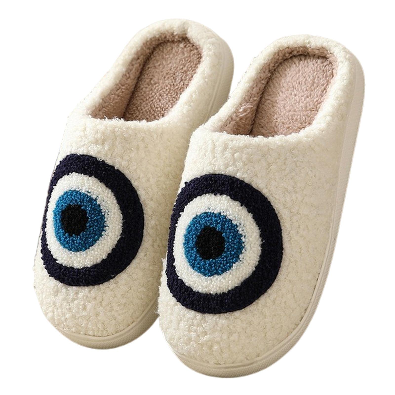 TOBILECotton Slippers Women Winter Fluffy Fur Slippers Plush Fleece Flat Christmas Cotton Slippers Indoor Slippers For Couple Cotton Shoes
