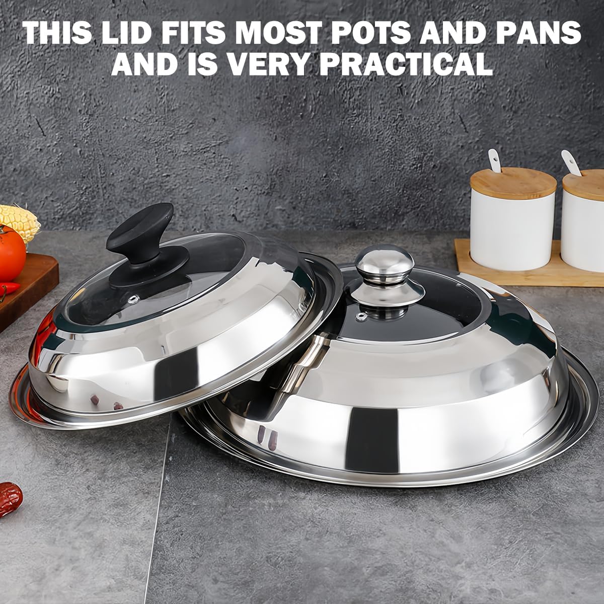 14 Inch Tempered Glass Frying Pan Lids with Handle Cooking Replacement Cover Fry Pan Lid Skillet Lid for Skillets, Round Cast Iron, Cast Aluminium, Stainless Steel Pans（36cm）