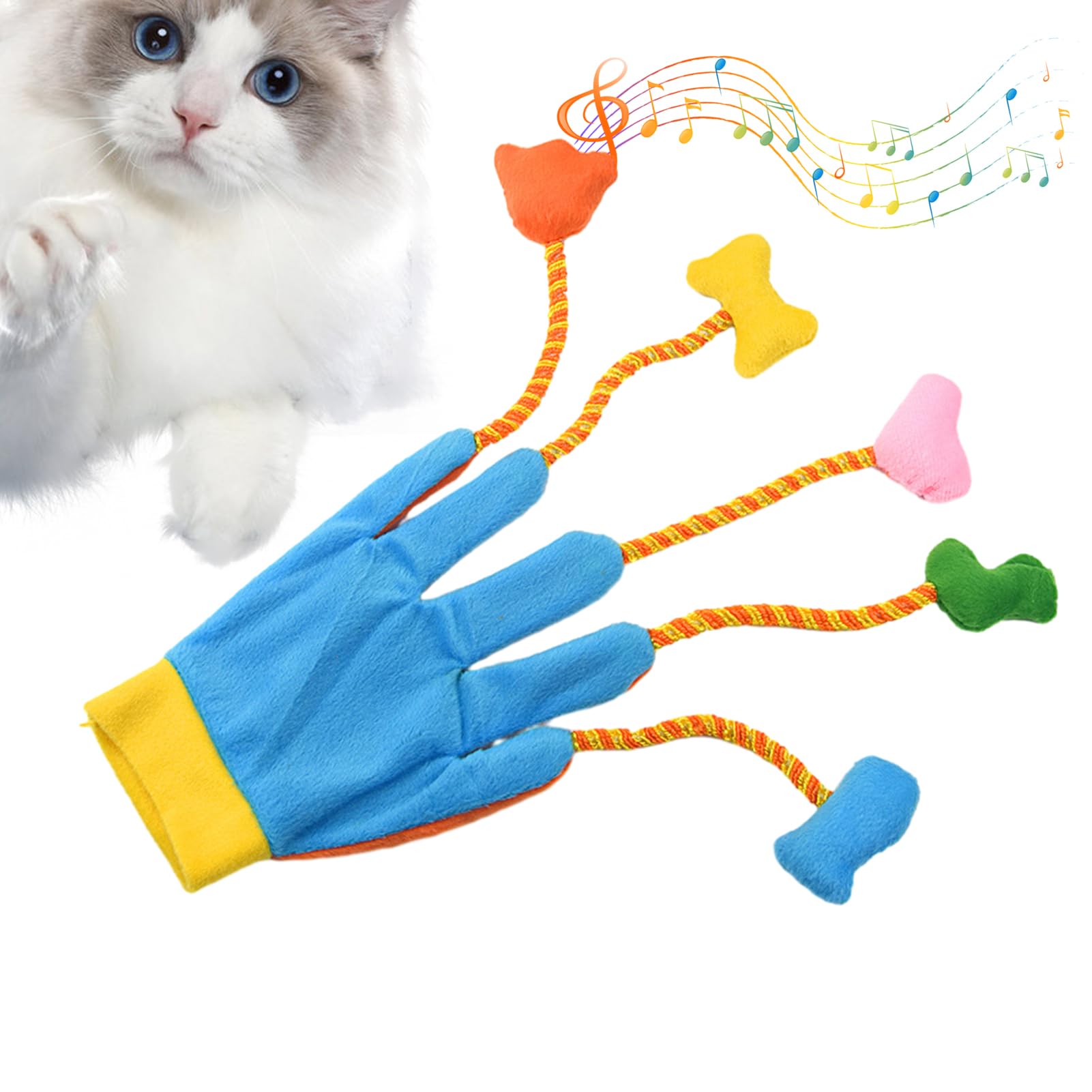 Teaser Gloves for Cat โ Cat Toy Mitt, Feline Play | Interactive Finger Teaser with Dangling Feathers, Bite-Safe for Hyper Cats, Fun Training Tool, Hand Toy for Exercise and Stimulation