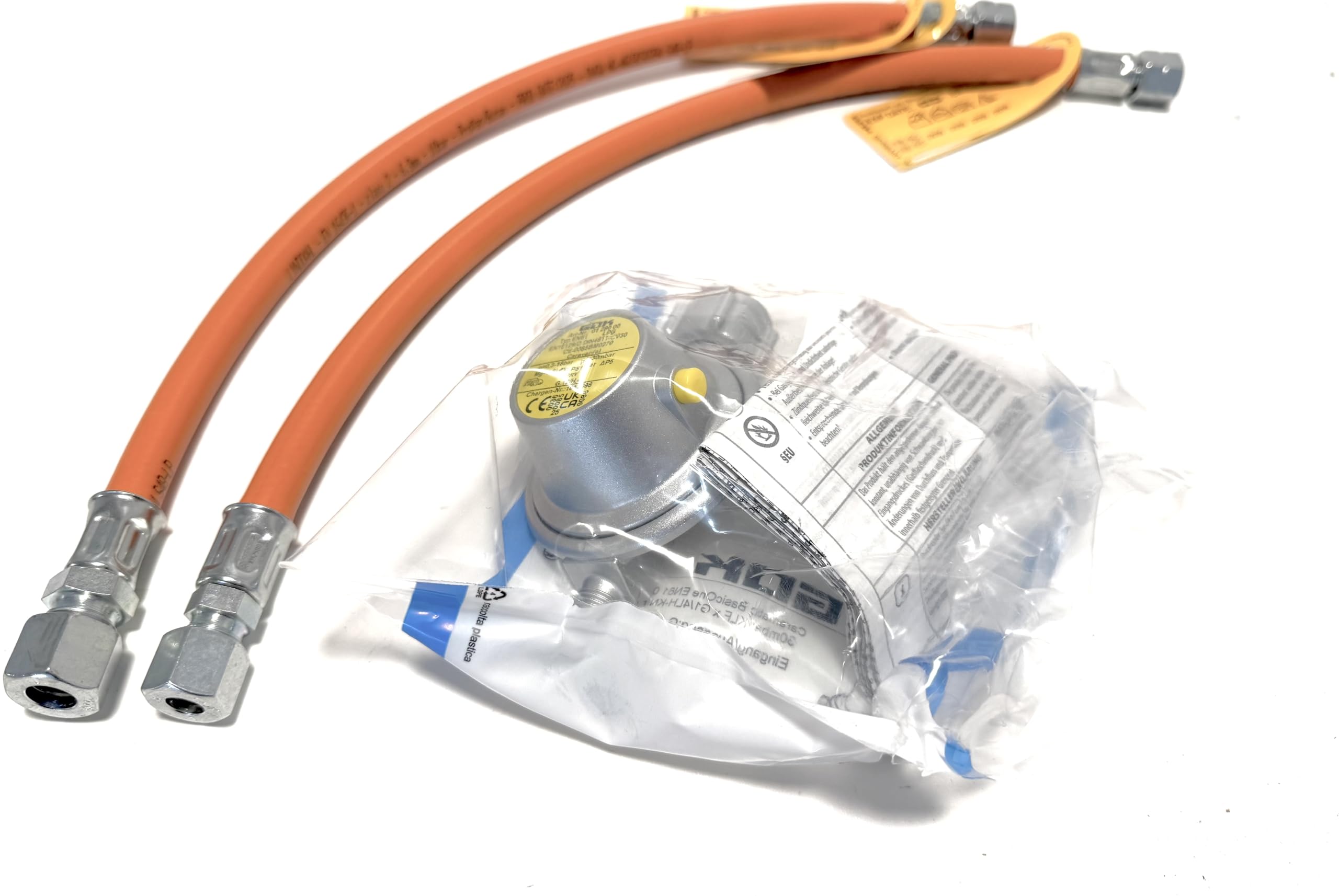 Regulador de gas LPG-Megastore 1,2 kg/h para autocaravana y caravana 30 mbar + manguera de 40 cm. Conector de regulador de gas para caravana compatible con 8 y 10 mm