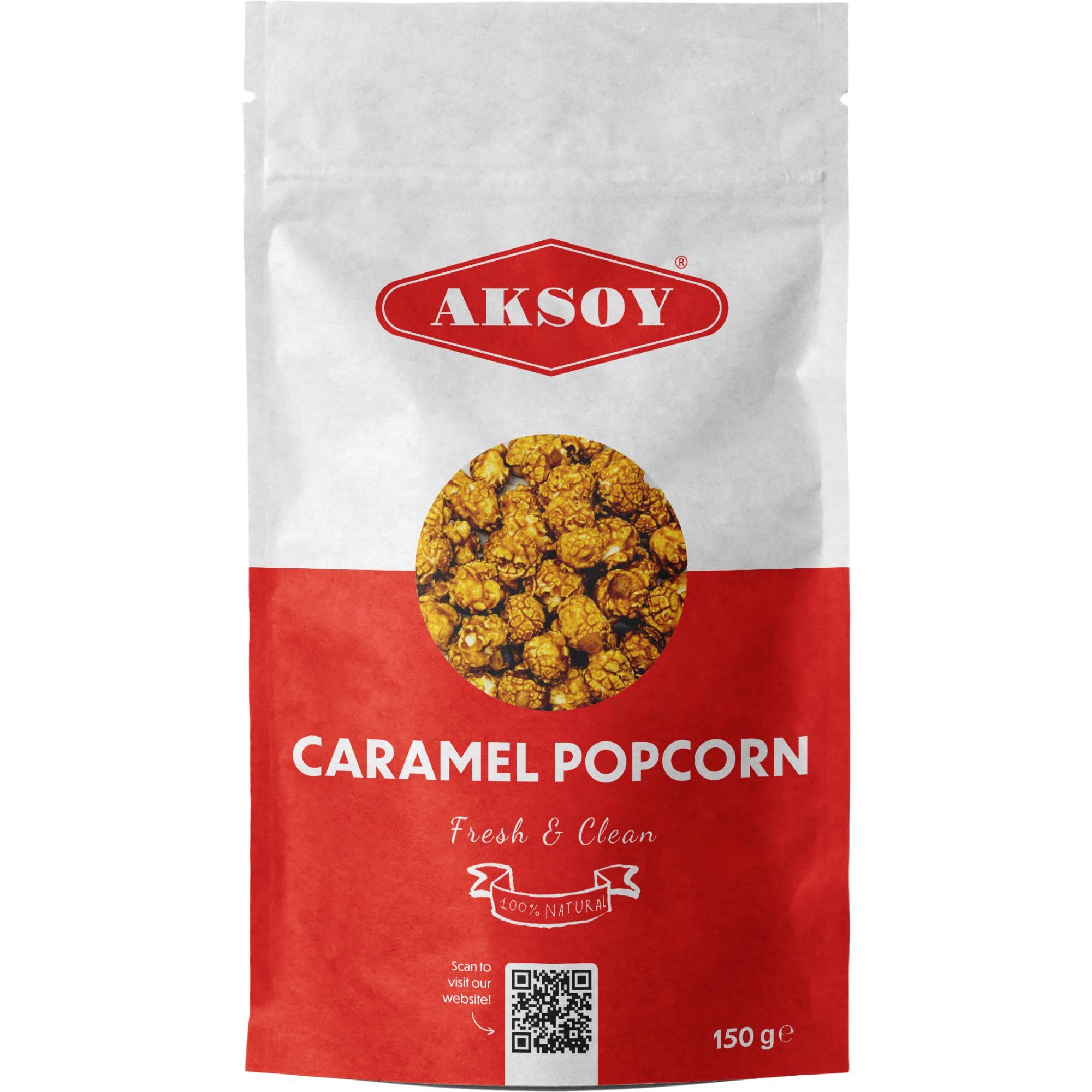 AKSOY Caramel Popcorn 150G – Gourmet Popcorn, Air-Popped and Handmade in the UK – Crunchy and Sweet Snack – No Artificial Flavours – Vegetarian Friendly Treat