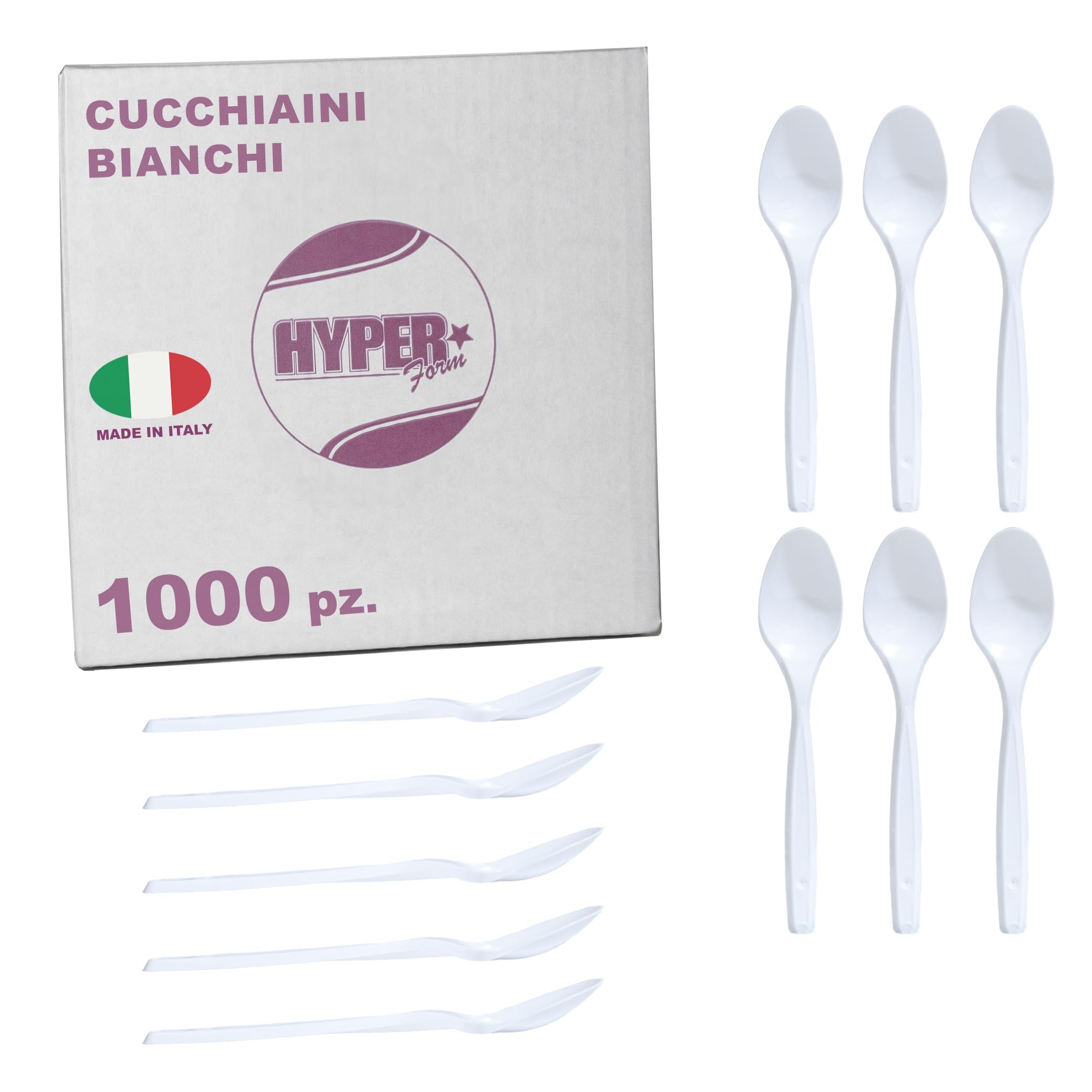 Cucchiaini in Plastica Bianchi Riutilizzabili 1000 Pezzi per Aperitivo e Dessert