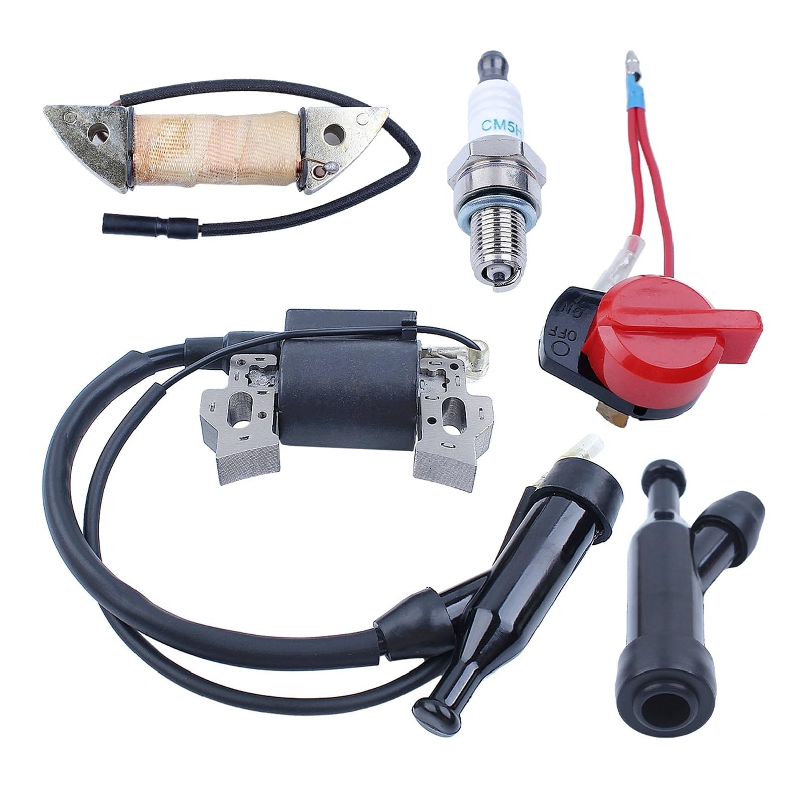 Interruptor de Parada y bujía de Bobina de Carga de Encendido de Motor pequeño Compatible 5.5HP 6.5HP para cortacésped