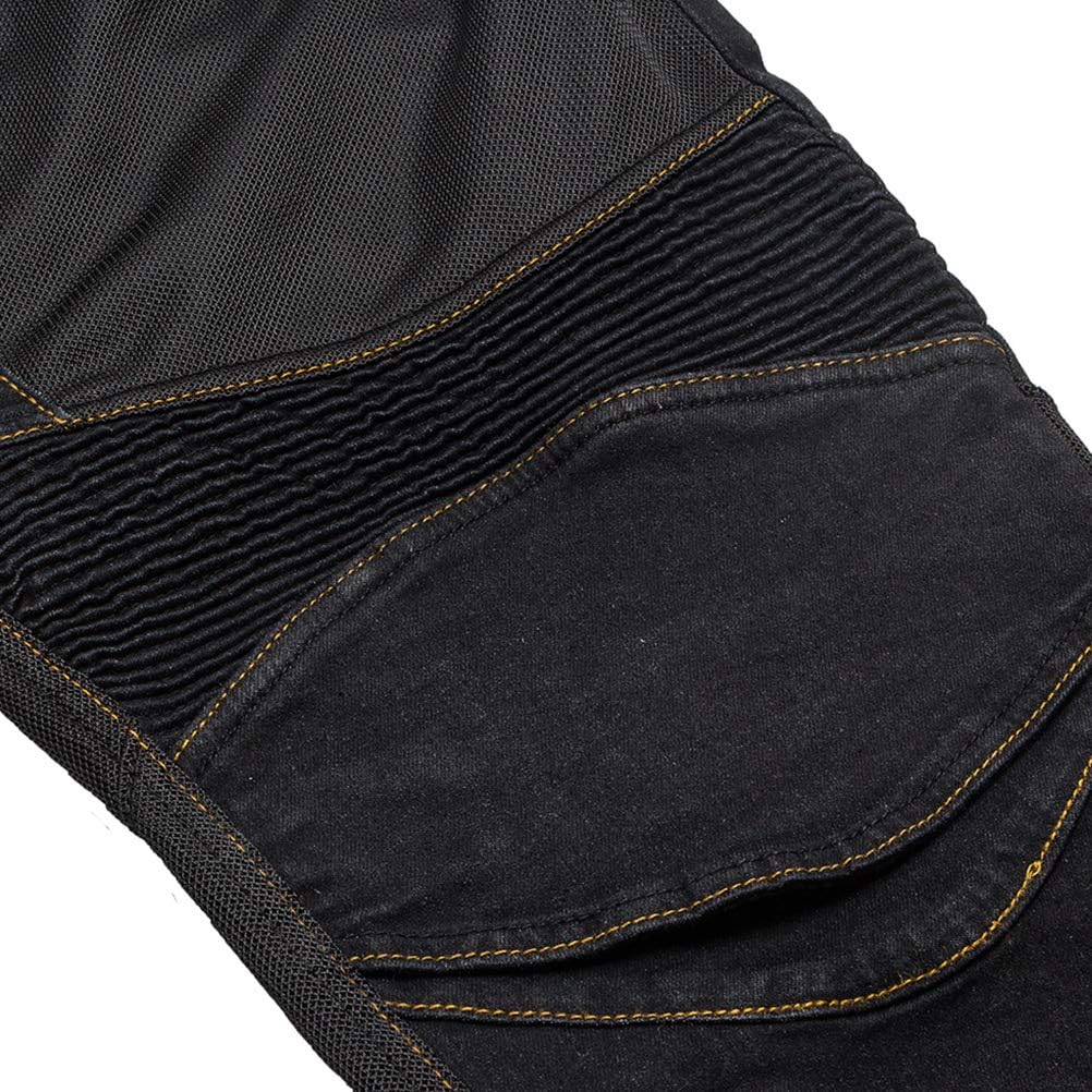 2019 Men Motorcycle Riding Jeans Armor Racing Cycling Pants with Upgrade Knee Hip Protector Pads (Black, XL=34) : Automotive