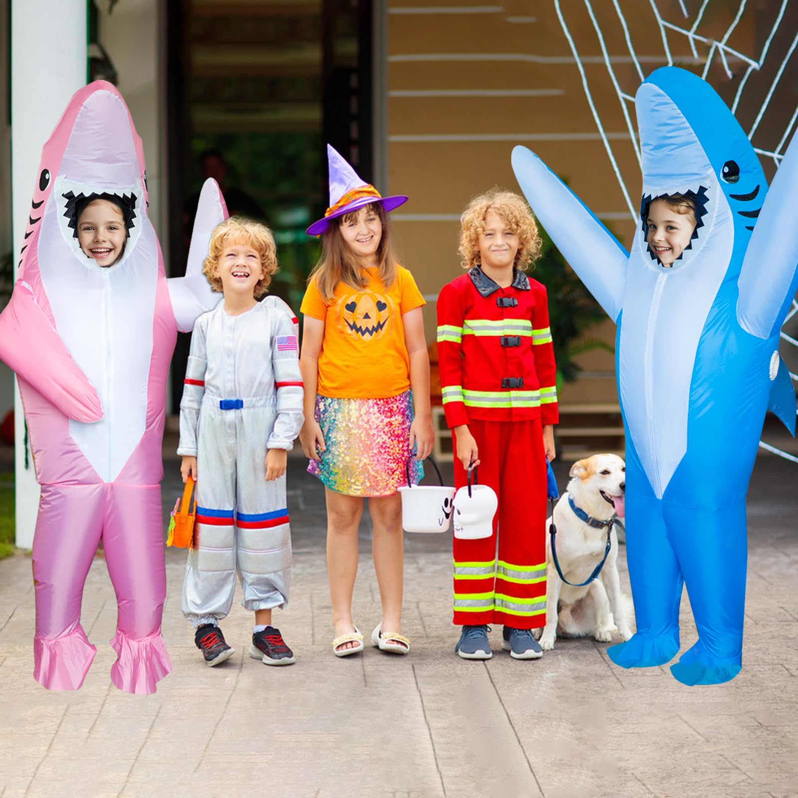 Poptrend Nadmuchiwany kostium rekina, kostiumy na Halloween dla nastolatków, dzieci, mężczyzn, kobiet, urocze kostiumy dmuchane, śmieszne, fantazyjne przebrania, kostiumy imprezowe