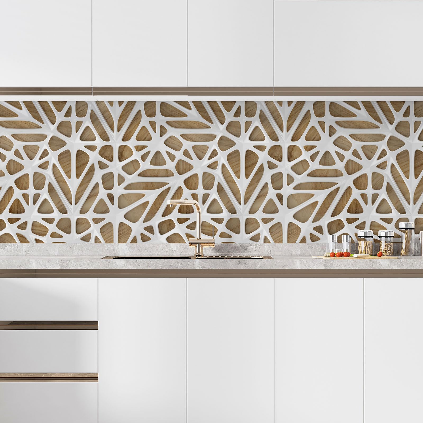 Lumalea Adesivo per cucina, design 3617689948362, adesivo + protezione lucida, 90 x 210 cm