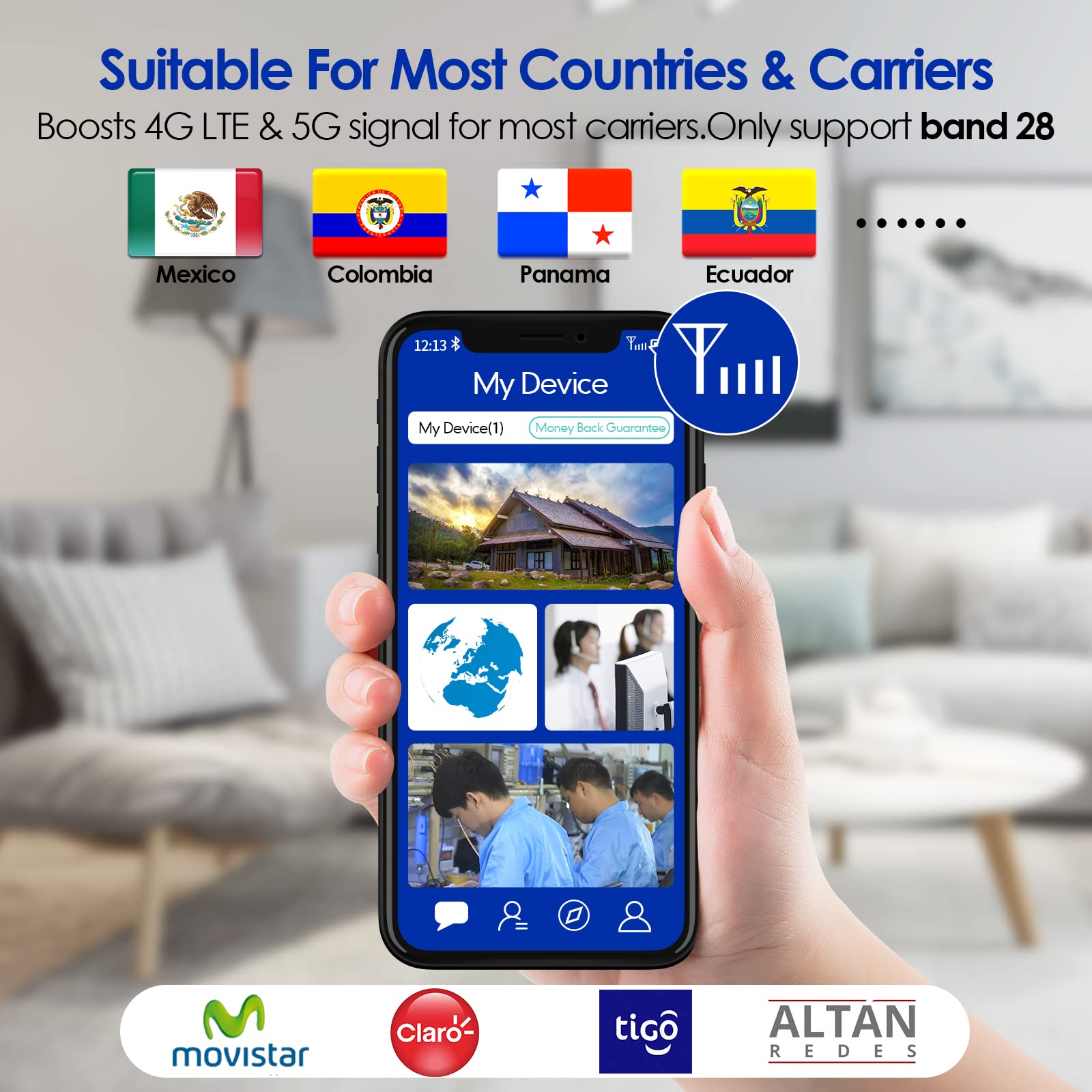 4G LTE 5G Cell Phone Booster for Home Band 28 700MHz Cell Phone Signal Booster 70dB High Gain Cellular Signal Amplifier with Antenna Kit